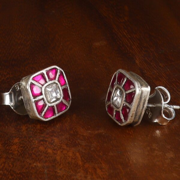 Jadau Square Stud Earrings - Image 2