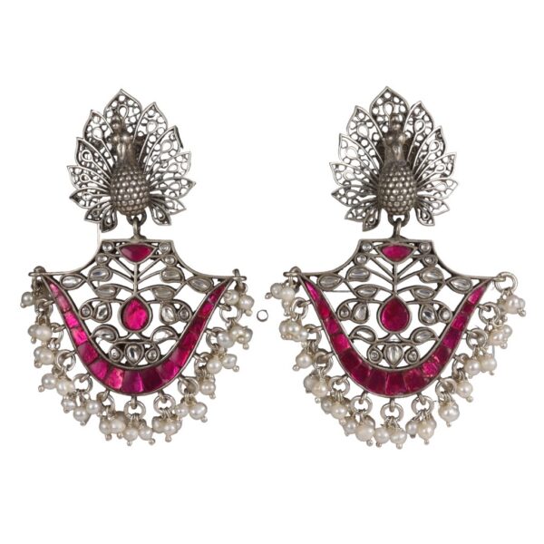 large jadau peacock earrings