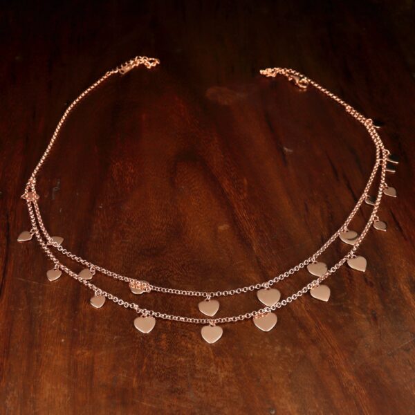 Contemporary Rose Gold Hearts Chain necklace - Image 3
