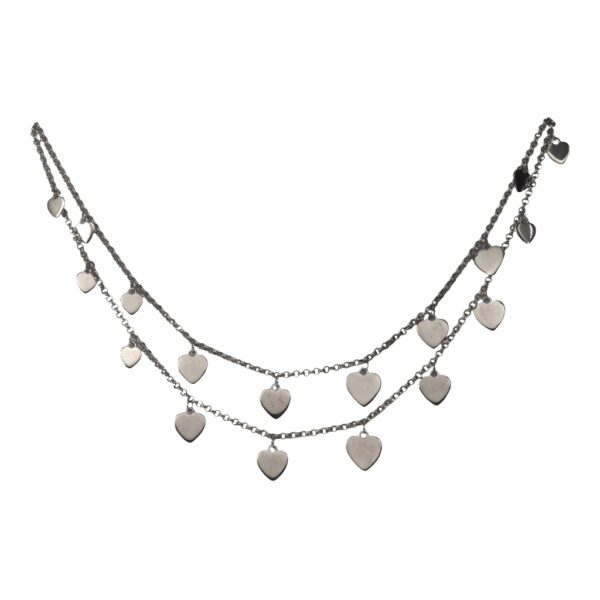 Contemporary White Rhodium Hearts Chain necklace - Image 1