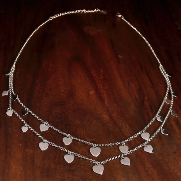 Contemporary White Rhodium Hearts Chain necklace - Image 3