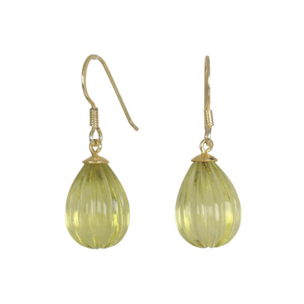 Carved Citrine Drops Gold plated earrings - Image 1