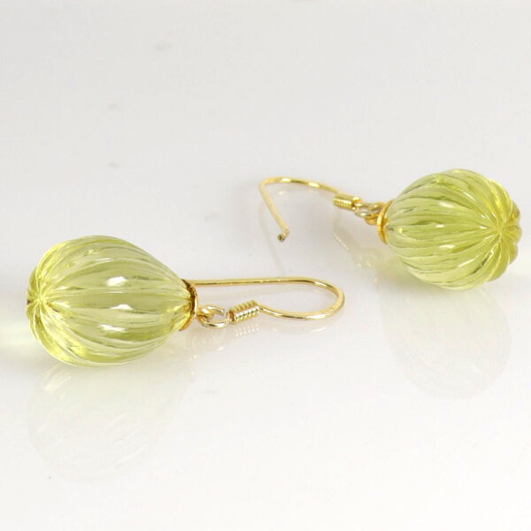 Carved Citrine Drops Gold plated earrings - Image 2
