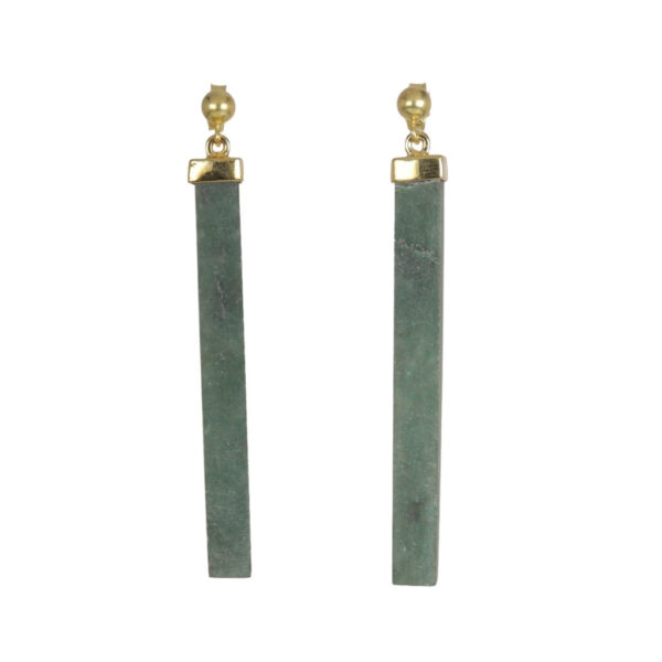 Long Green Quartz Gold plated earrings - Image 1