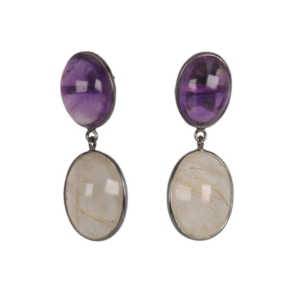 Amethyst & Golden Rutile earrings - Image 1