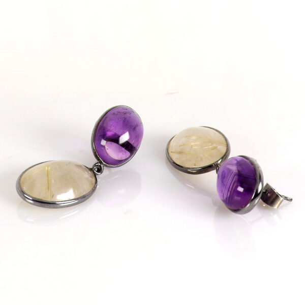 Amethyst & Golden Rutile earrings - Image 2