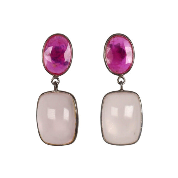 Rose Quartz & Ruby earrings - Image 1