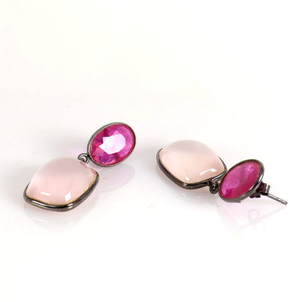 Rose Quartz & Ruby earrings - Image 2