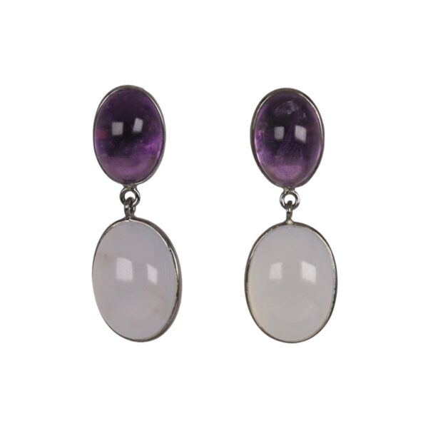 Blue Chalcedony & Amethyst earrings - Image 1