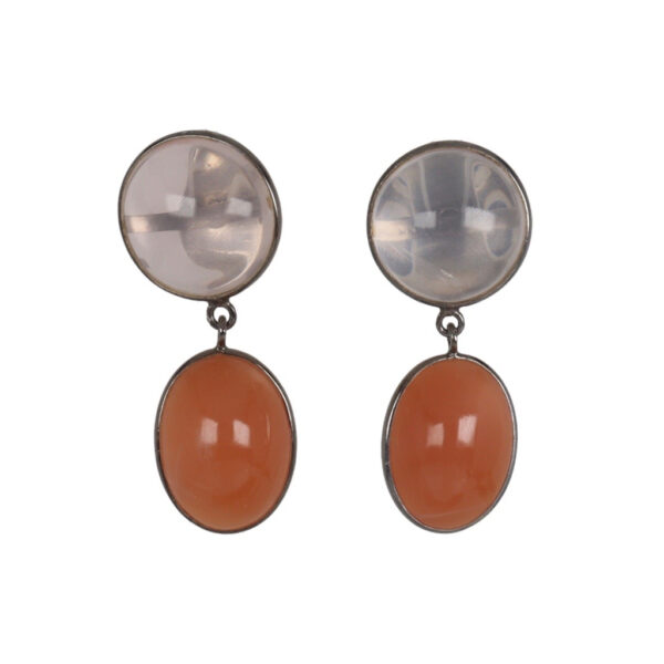 Rose quartz & Peach Moonstone earrings - Image 1