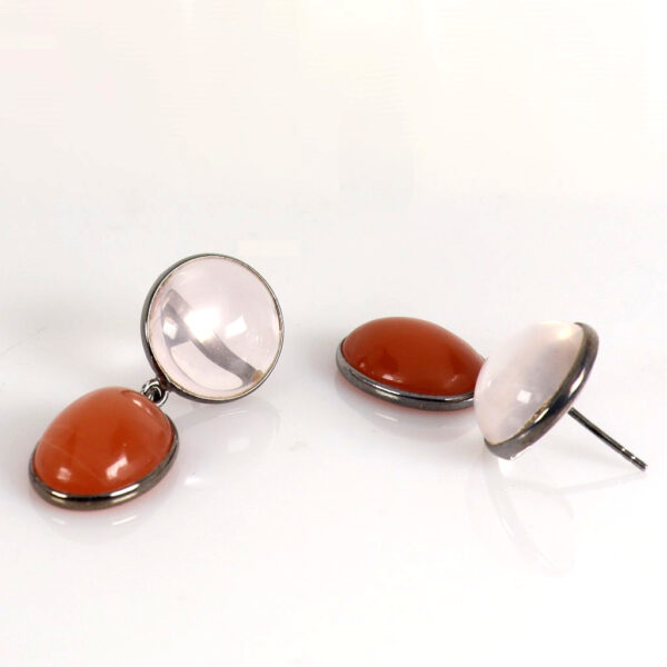 Rose quartz & Peach Moonstone earrings - Image 2