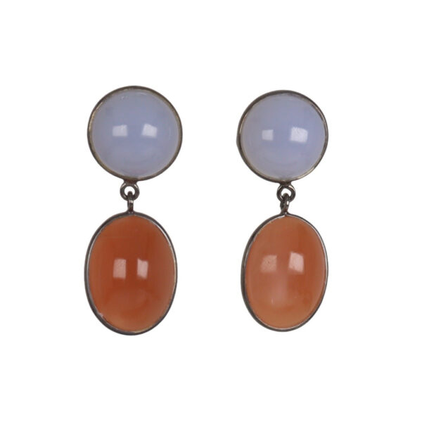 Peach Moonstone & Blue Chalcedony earrings - Image 1