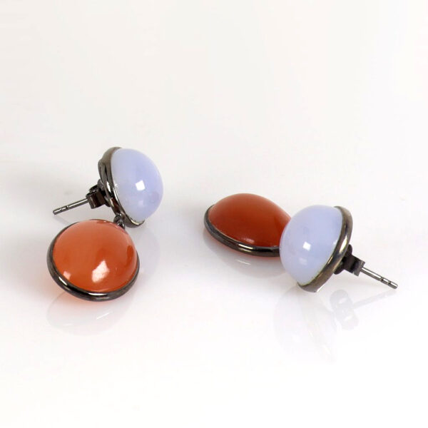 Peach Moonstone & Blue Chalcedony earrings - Image 2