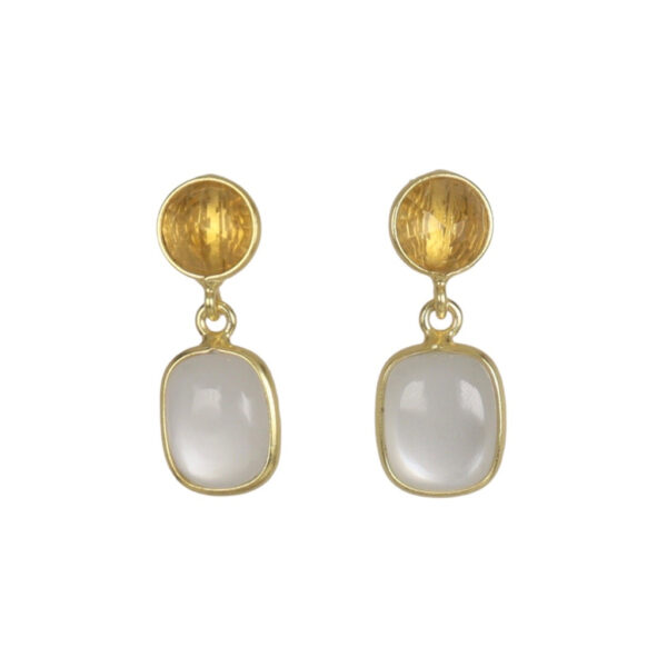 Moonstone & Golden Topaz Gold plated earrings - Image 1