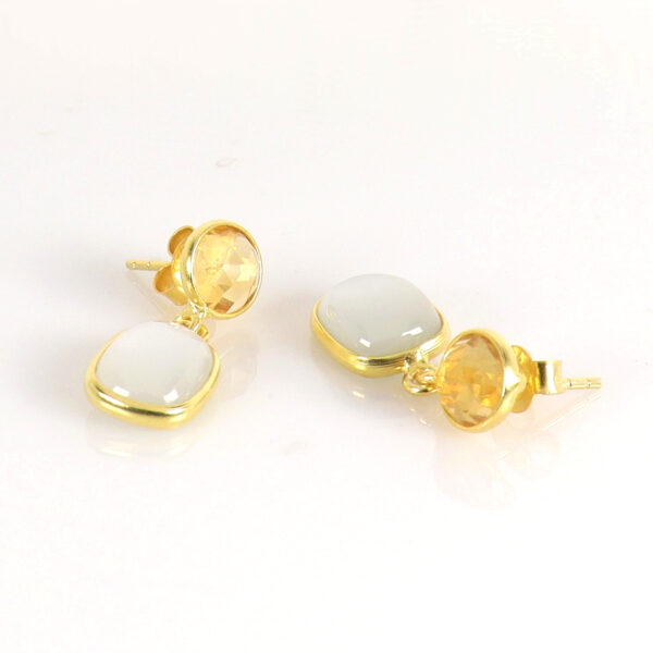 Moonstone & Golden Topaz Gold plated earrings - Image 2