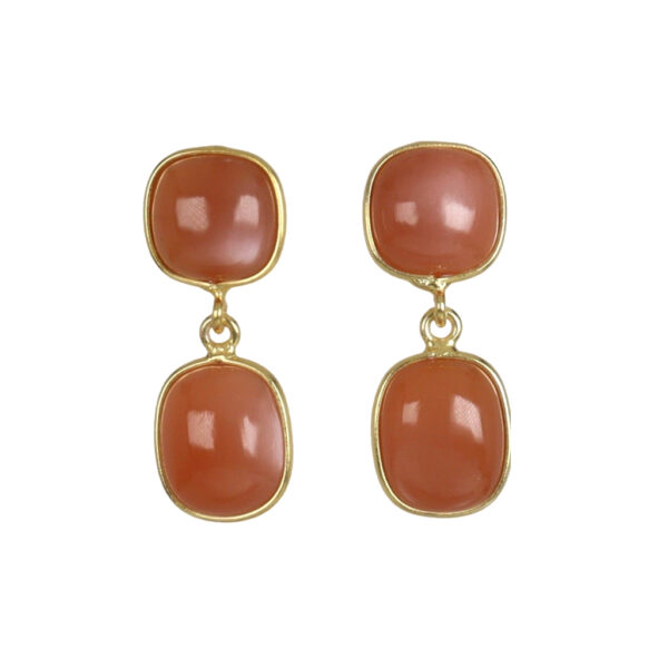 Peach Moonstone Gold plated earrings - Image 1