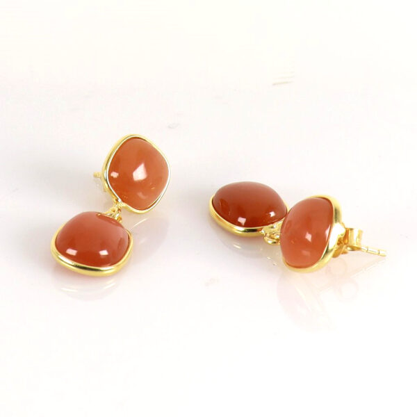 Peach Moonstone Gold plated earrings - Image 2