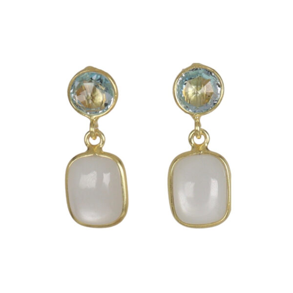 Blue Topaz & Moonstone Gold plated earrings - Image 1