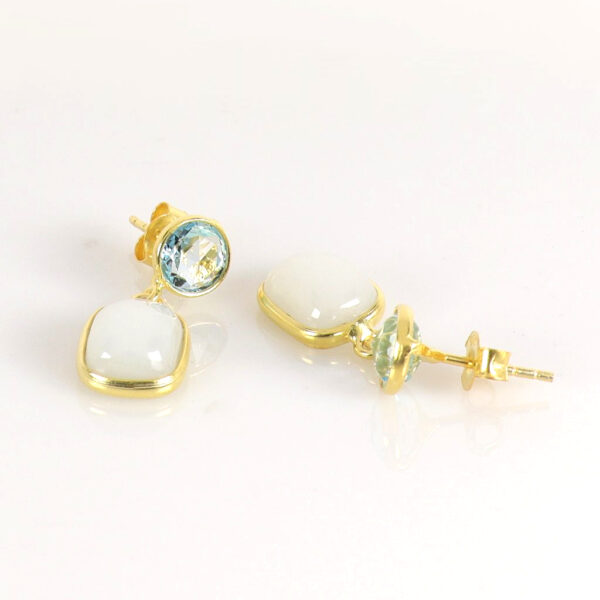 Blue Topaz & Moonstone Gold plated earrings - Image 2