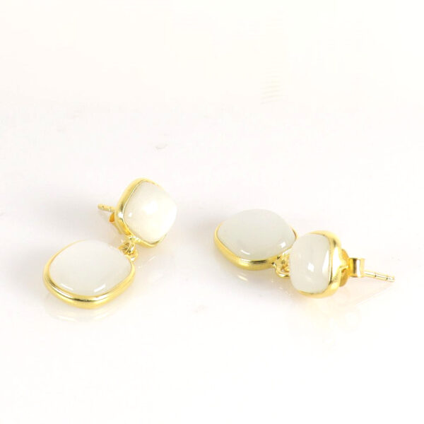 Rainbow Moonstone Gold plated earrings - Image 2