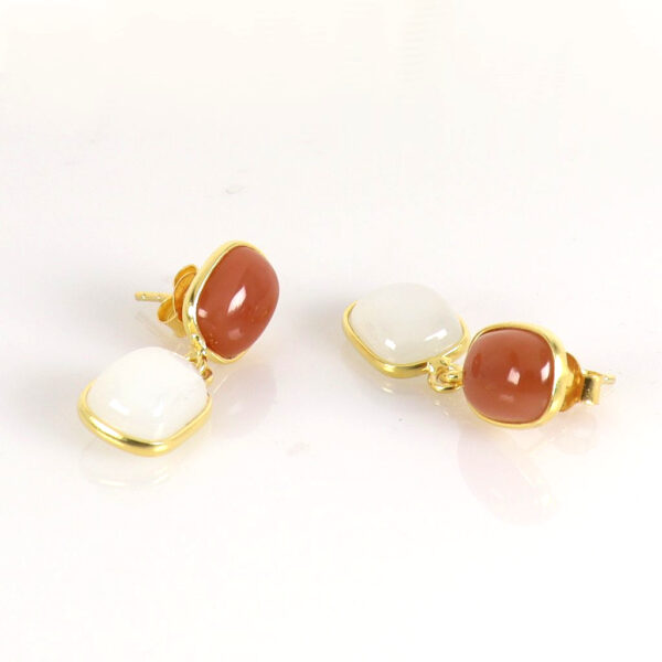Multi-colour Moonstone Gold plated earrings - Image 2