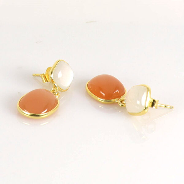 Rainbow & Peach Moonstone Gold plated earrings - Image 2