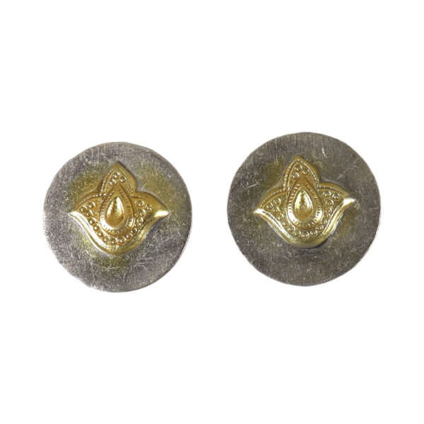 Simple two tone Medallion Earrings - Image 1
