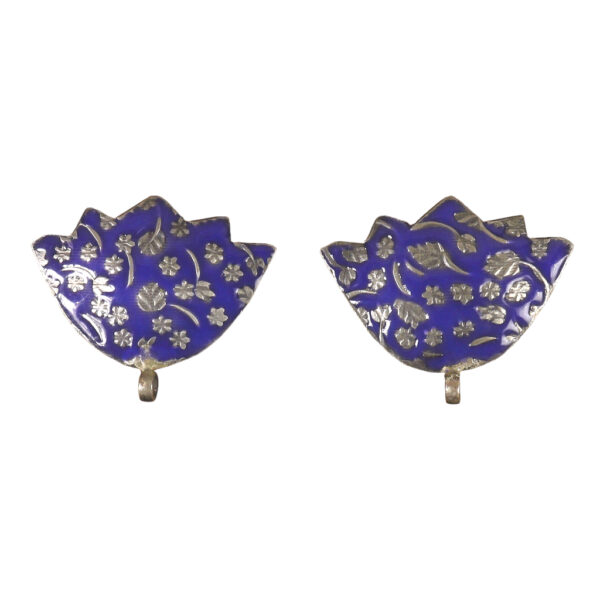 Blue enamel Lotus Earrings - Image 1