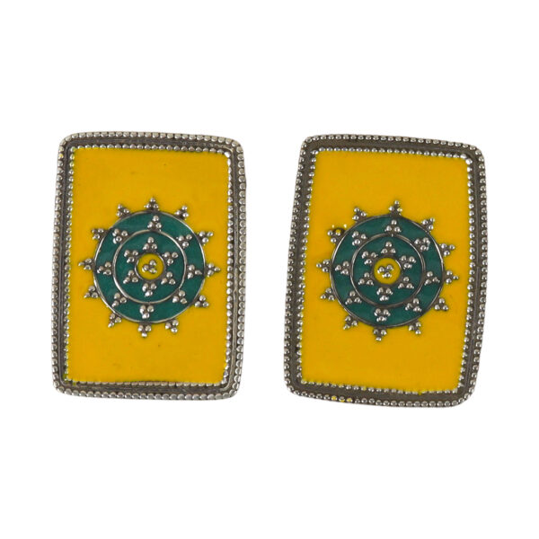 Yellow Green enamel Earrings - Image 1