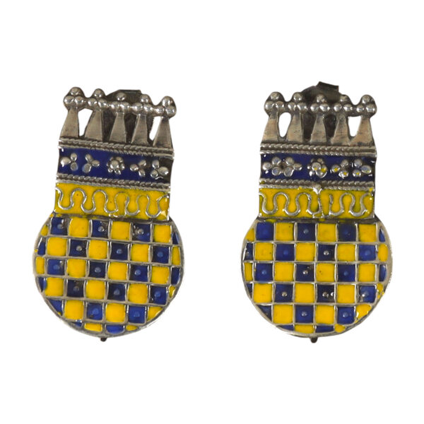 Enameled Checkered Earrings - Image 1