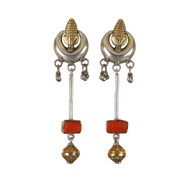 Ethno modern Corn and Coral Earrings - Image 1