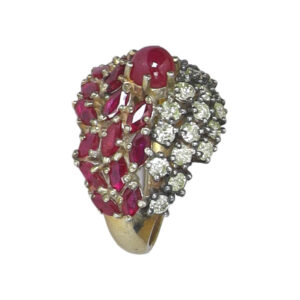 ruby & diamonds cluster ring